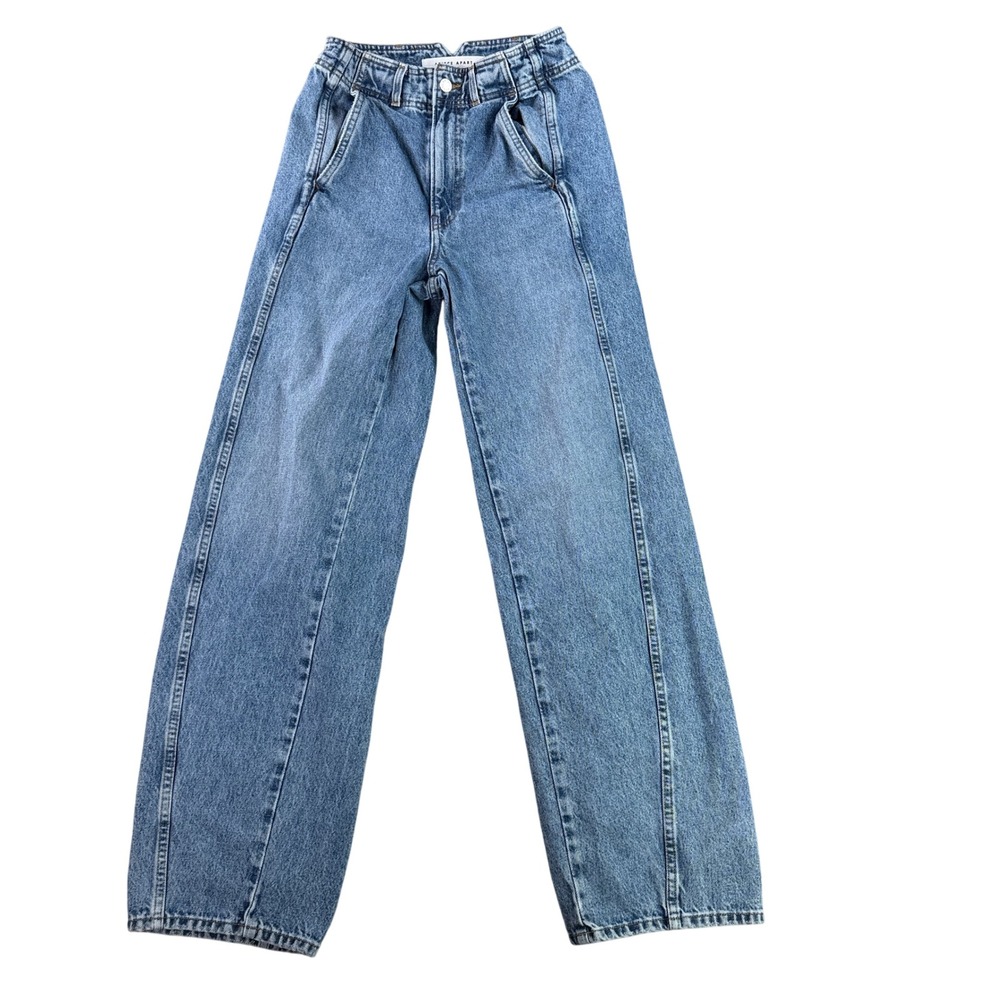 Apiece Apart Meridian Jeans Women 26 Austin Wash Blue Barrel Balloon‎ High Rise